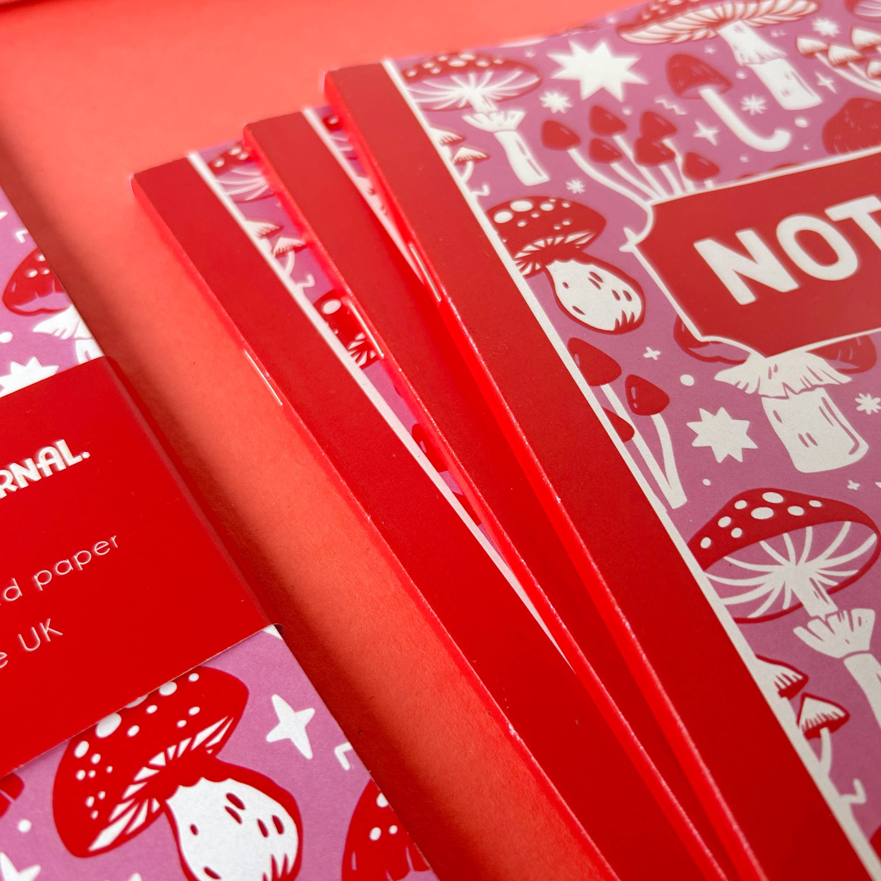Pink and Red Mushroom Notebook | Stacey McEvoy Caunt