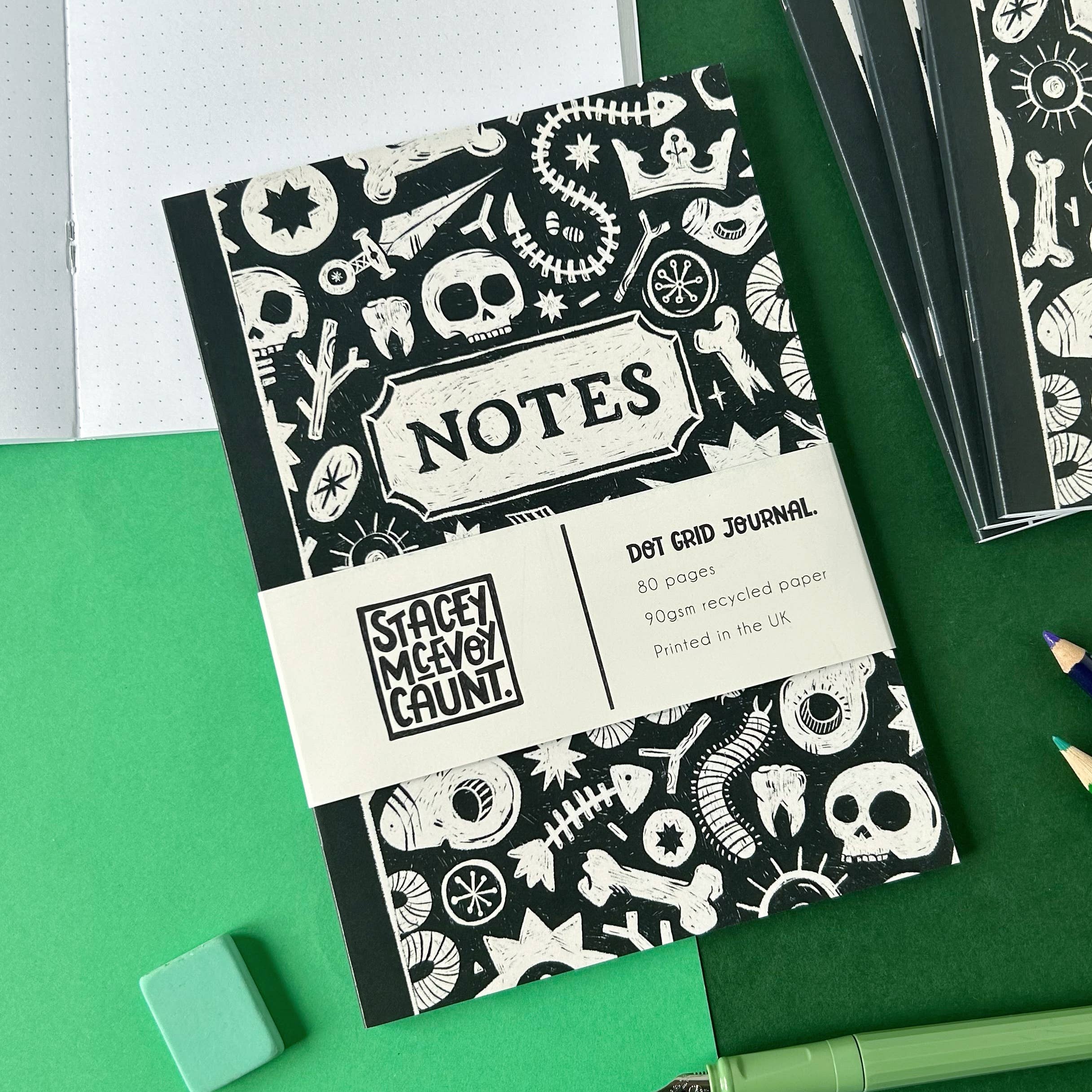 Skull and Bones Dot Grid Notebook | Stacey McEvoy Caunt